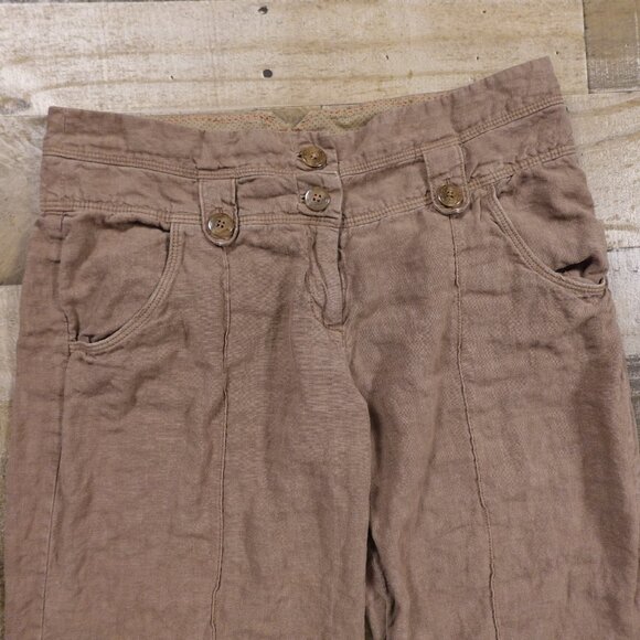 Elevenses 100% Linen Wide Leg Pants Women’s Size 12 Light Brown/Taupe - Picture 2 of 11